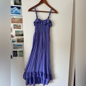 Full-Length Purple Dress with Wooden Bead Detail